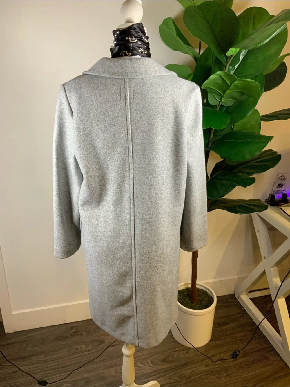 Zara Light Gray Open-Front Trench Coat